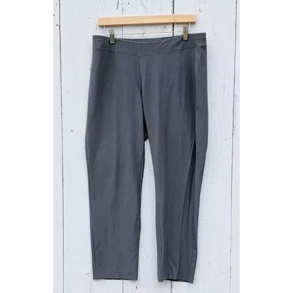 Eileen Fisher Washable Stretch Crepe Women's Steel Light Grey Ankle Pants Sz M